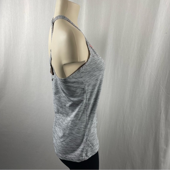 Lorna Jane Heathered Grey Y Back V-Neck Fitted Tank Top M - Picture 3 of 7